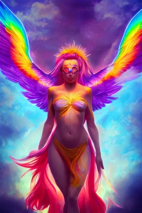 Rainbow Colorful Magic Phoenix Goddess Trending On Stable Diffusion