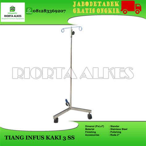 Jual Tiang Infus Kaki 3 Stainless Steel Jakarta Pusat RIORTA ALKES