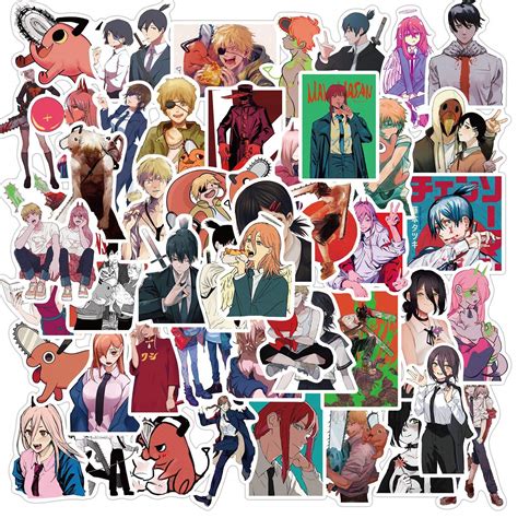 Buy Chainsaw Man Anime Stickers Halloween Decorations 50pcs Laptop Computer Bedroom Wardrobe Car ...