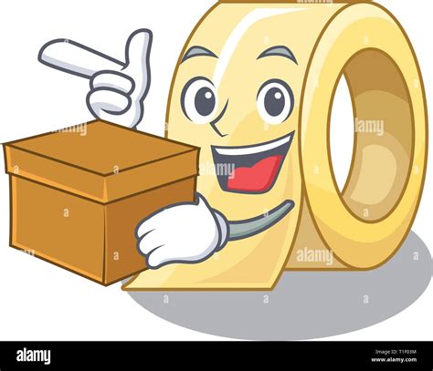 With box masking tape above the cartoon table vector illustration Stock ...