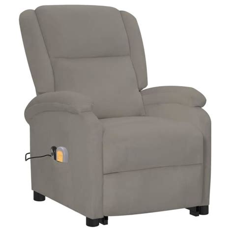 Zerodis Fauteuil De Massage Inclinable Gris Clair Velours A