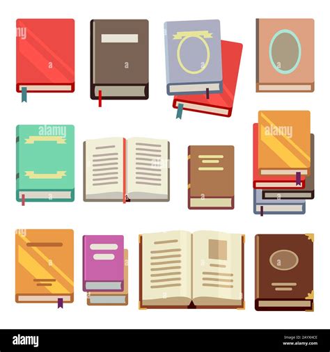 School Text Book Flat Icons Set Of Books For Education Design Paper