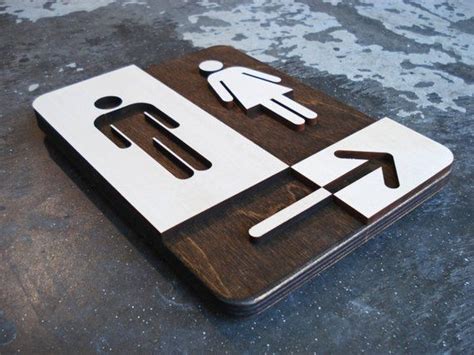 Unisex Wood Restroom Arrow Sign Male Female Directional Sign Various