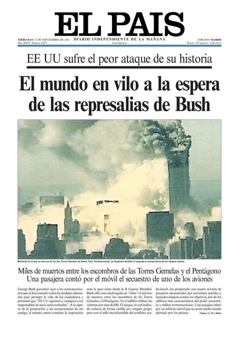 11 De Septiembre Titulares De Prensa Atentado De Las Torres Gemelas