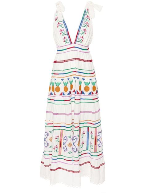 Farm Rio V Neck Embroidered Maxi Dress Farfetch