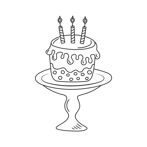 Bolo Velas Em Um Prato No Estilo Doodle Anivers Rio Celebra O