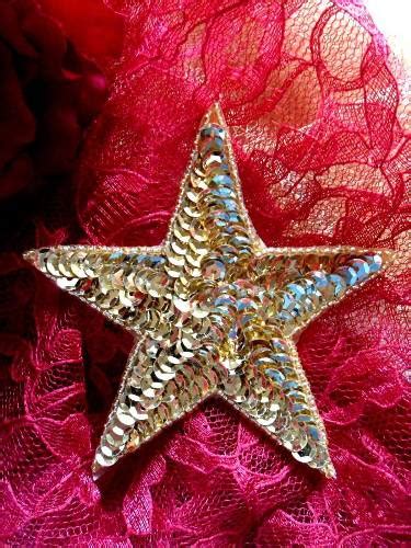 Beaded Sequin Applique Star Gold