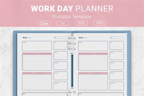 Work Day Planner Printable Template