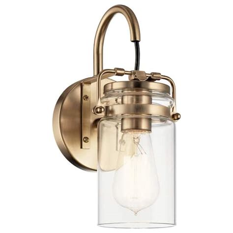 Kichler Brinley 1 Light Champagne Bronze Bathroom Indoor Wall Sconce Light With Clear Glass