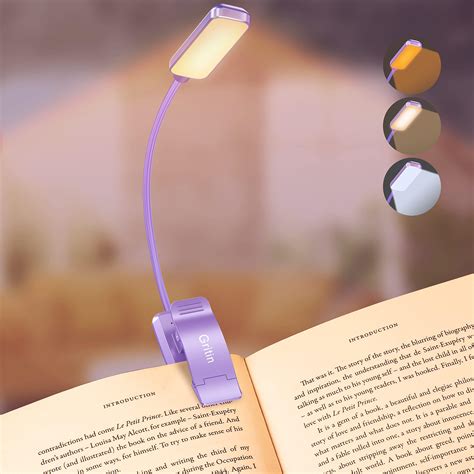 Gritin 9 Led Clip On Book Light 3 Eye Protecting Modes Flexible