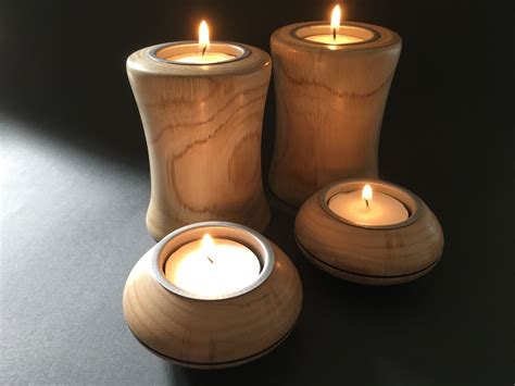 Rustic Wood Candle Holders