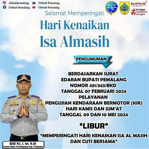 Selamat Memperingati Hari Kenaikan Isa Almasih Dishub Pemalang