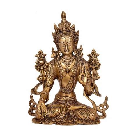 Golden Base 4inch Brass Tara Statue For Worship Size Dimension