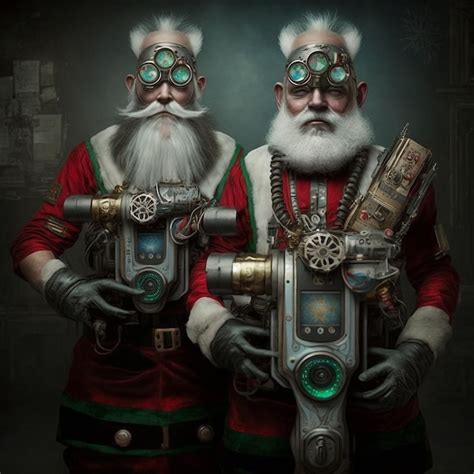 Premium Photo Generative Ai Creepy Spooky Santa Claus Twins Horror