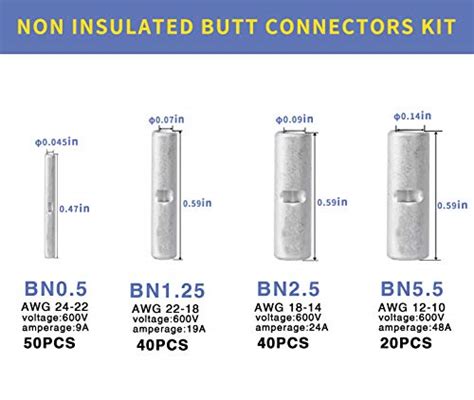 Snapklik Haisstronica 150PCS Non Insulated Butt Connectors Kit