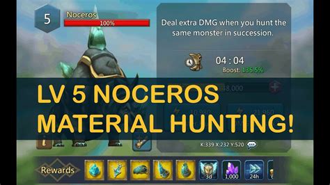 Lords Mobile Hunting Noceros Monster Lv To Get Gold Material And