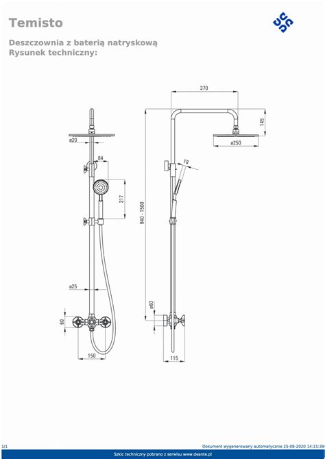 Deante Temisto Deszczownica Z Bateri Prysznicow Lazienkastargard Pl