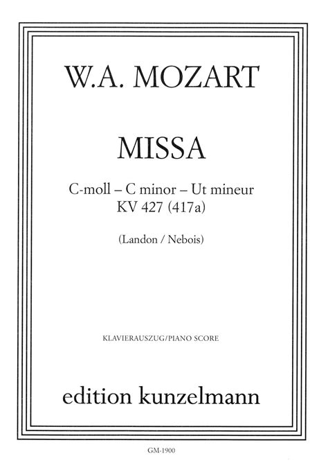 Messe In C Moll Kv 427 Wa Mozart Sheet Music For Mixed Choir