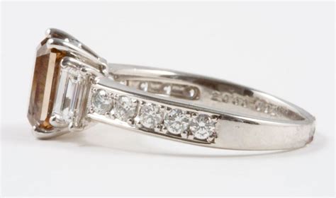 Champagne Colored Diamond Platinum Engagement Ring At 1stdibs