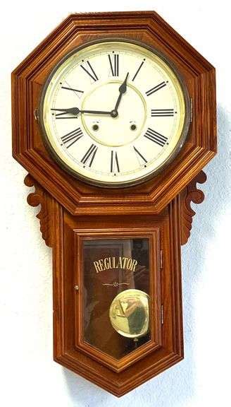 Large Regulator Wall Clock Key Winder Auctionology Llc