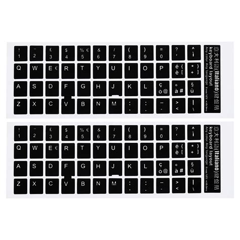 Uxcell Italian Keyboard Stickers Universal Keyboard Cover Smooth, Black ...