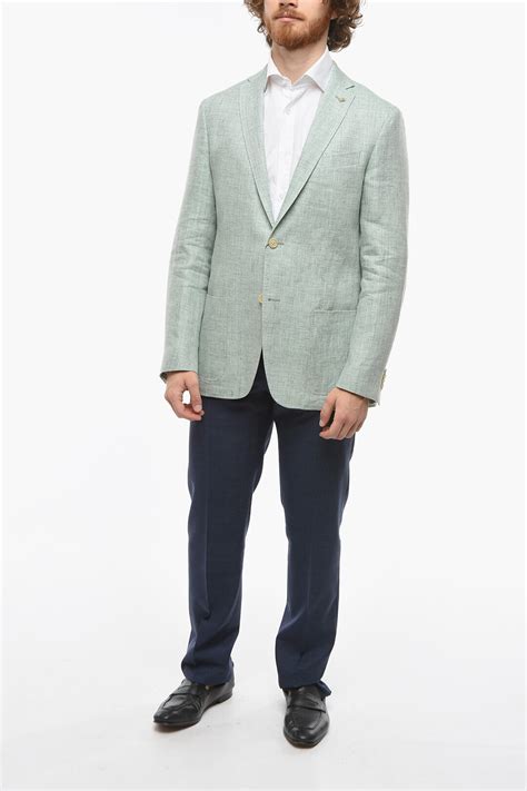 Corneliani CC COLLECTION Half-lined RIGHT Pure Linen Blazer men - Glamood Outlet