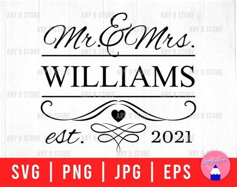 Mr And Mrs Split Monogram Frame Svg Png Eps  Files Etsy Name Frame Monogram Frame