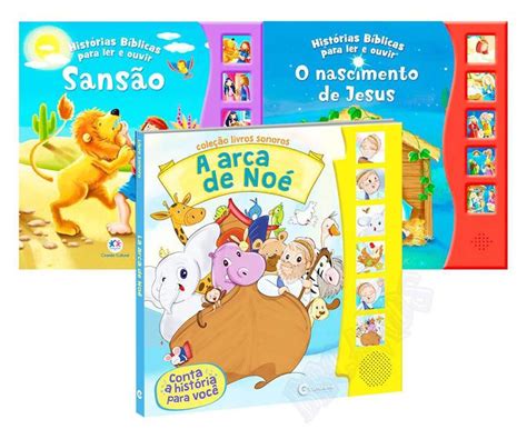 Livro Infantil Sonoro Histórias Bíblicas Jesus Noé Sansão Livros de