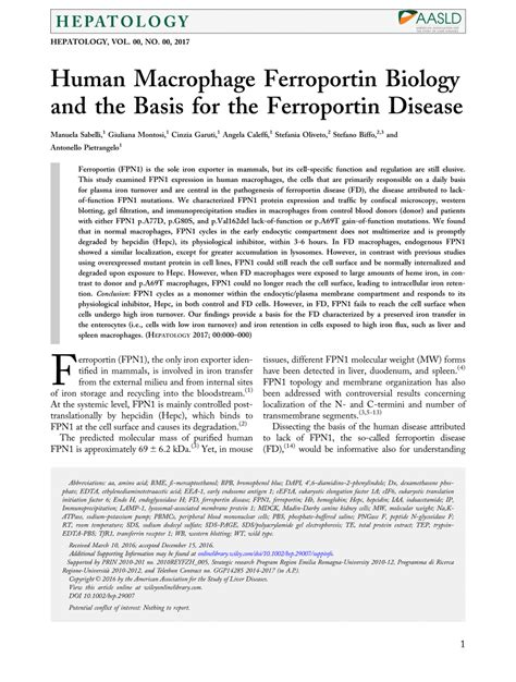 (PDF) Human macrophage ferroportin biology and the basis for the ...