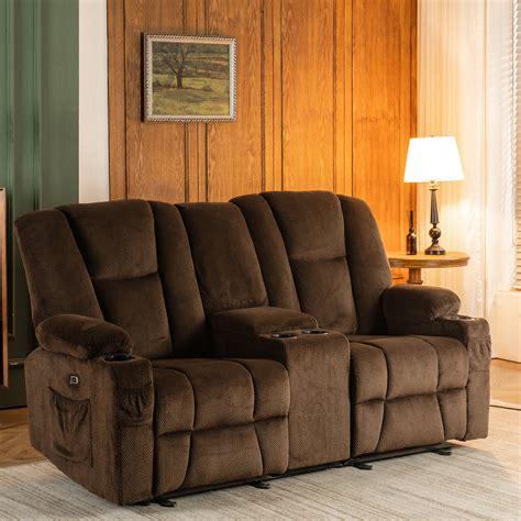 Mcombo Fabric Power Loveseat Recliner, Electric Reclining Loveseat Sof