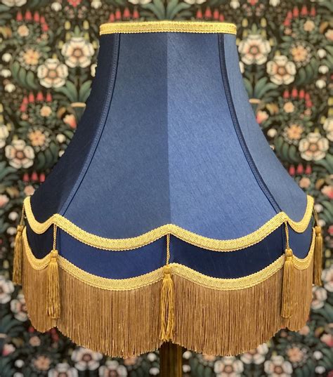 Navy Blue And Gold Double Fabric Lampshade