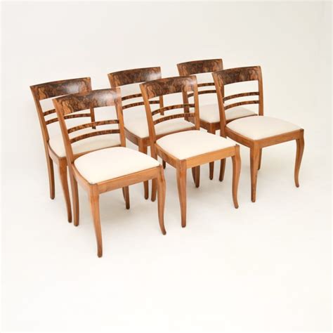 Set Of Six Antique French Burr Walnut Dining Chairs Marylebone Antiques