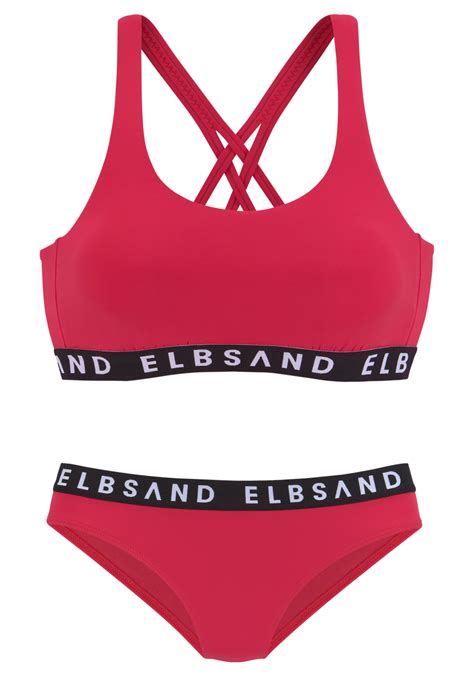 Bustier Bikini mit kontrastfarbenen Schriftzügen Elbsand