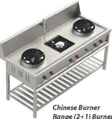 Lpg Kanhar Equipments Stainless Steel Three Burner Chinese Cooking