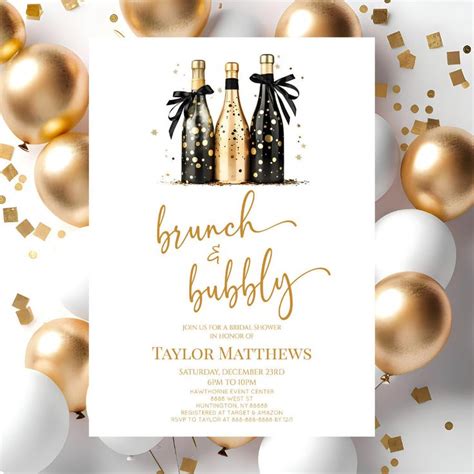 Brunch And Bubbly Gold Champagne Bridal Shower Invitation Zazzle In 2024 Bridal Shower