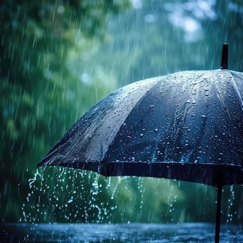 Premium Photo Rain On Umbrella Weather Concept