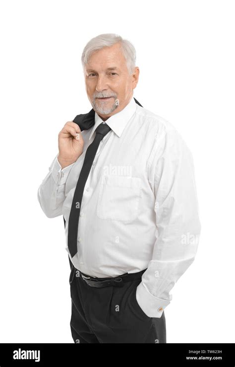 Elderly Man In Suit On White Background Stock Photo Alamy