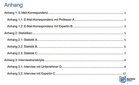 Anhang Der Bachelorarbeit Anh Nge Richtig Erstellen