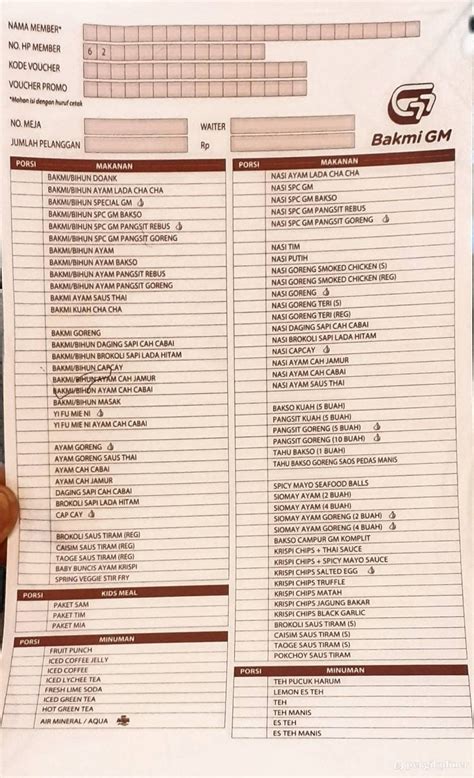 Selalu Diperbarui Menu Bakmi Gm Slipi