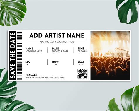 Editable Concert Ticket Template, Printable Event Ticket, Customizable ...