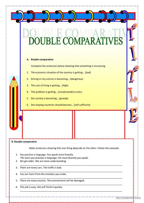 Double Comparatives Exercises English Esl Worksheets Pdf Doc