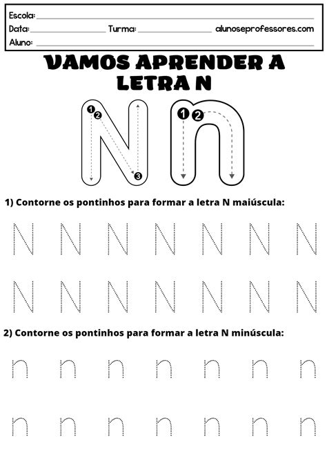 Atividades Com A Letra N Para Imprimir Alunos E Professores