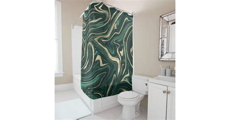 Emerald Green Black Gold Marble 1 Decor Art Shower Curtain Zazzle