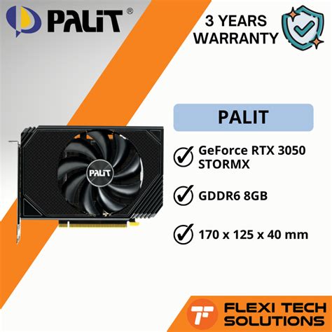 PALIT GeForce RTX 3050 STORMX 8GB GDDR6 GPU Graphics Card Flexi Tech