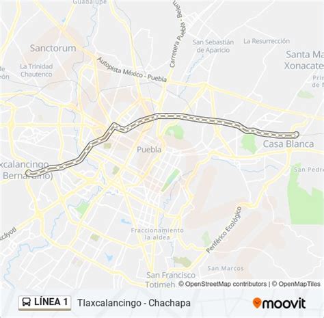 Ruta línea 1 horarios paradas y mapas Tlaxcalancingo Chachapa