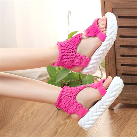 New Women S Thick Sole Shoes And Casual Roman Open Lace Beach Slippers