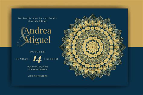 Mandala Wedding Invitation Card Template Graphic By Tmartshop