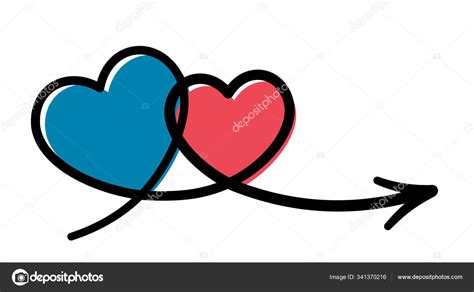 Line Art Hearts With Arrow Icon Doodle Style Stock Vector Image By