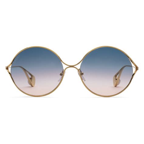 Gucci Round Frame Metal Sunglasses Gold Forked Gucci Eyewear Avvenice