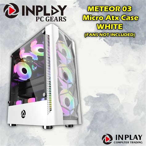 Inplay Meteor 03 Matx Gaming Case Desktop Tempered Glass Computer Case Cpu Case Pc Case White